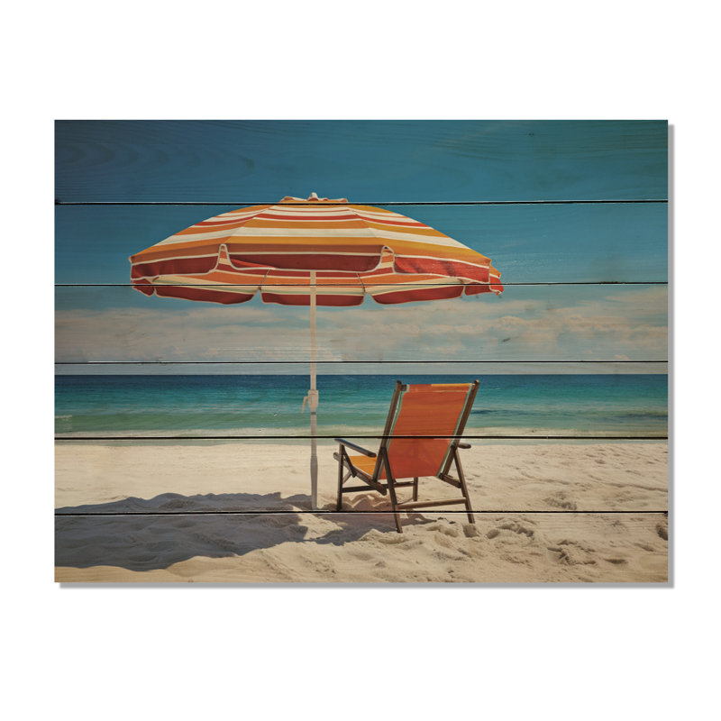Chaises de plage orange II sur bois, H 30 po x l 40 po x P 0,78 po