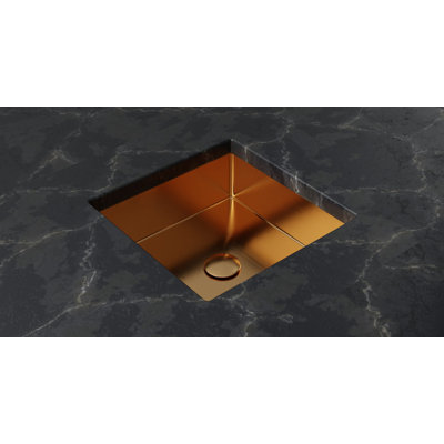 Lavabo de salle de bain encastrable en acier inoxydable rose brossé 15,75 po x 15,75 po Badeloft ES-UB-02-BRG
