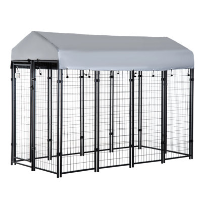 8' X 4' 6' Outdoor Dog Exercise Area - Lockable Entrance, Water- Canopy, For Medium/large Dogs Run Doorway, Roof, Medium To Large Sized