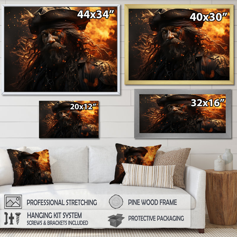 «Pirates Fired Vengeance», impressions sur toile, Cadre photo noir simple, H 24 po x l 32 po x P 1 po