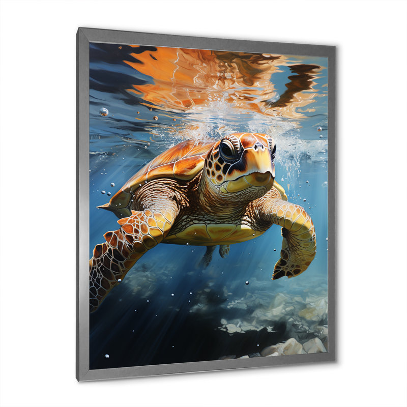 «Dreamy Marine Encounter I», reproduction sur toile, Cadre simple argenté, H 20 po x l 12 po x P 1 po
