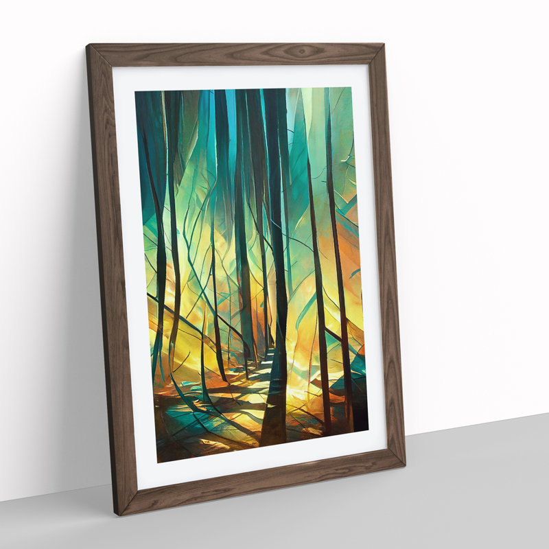 Forest Expressionism No.3 Abstract - Single Picture Frame Painting, 34cm H x 25cm W x 2cm D, Walnut