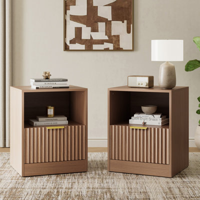 Ensemble 3 pièces commode 9 tiroirs et table de chevet 1 tiroir