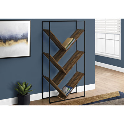 3 tablettes, 60 po de hauteur, stratifié noir et métal, bureau contemporain