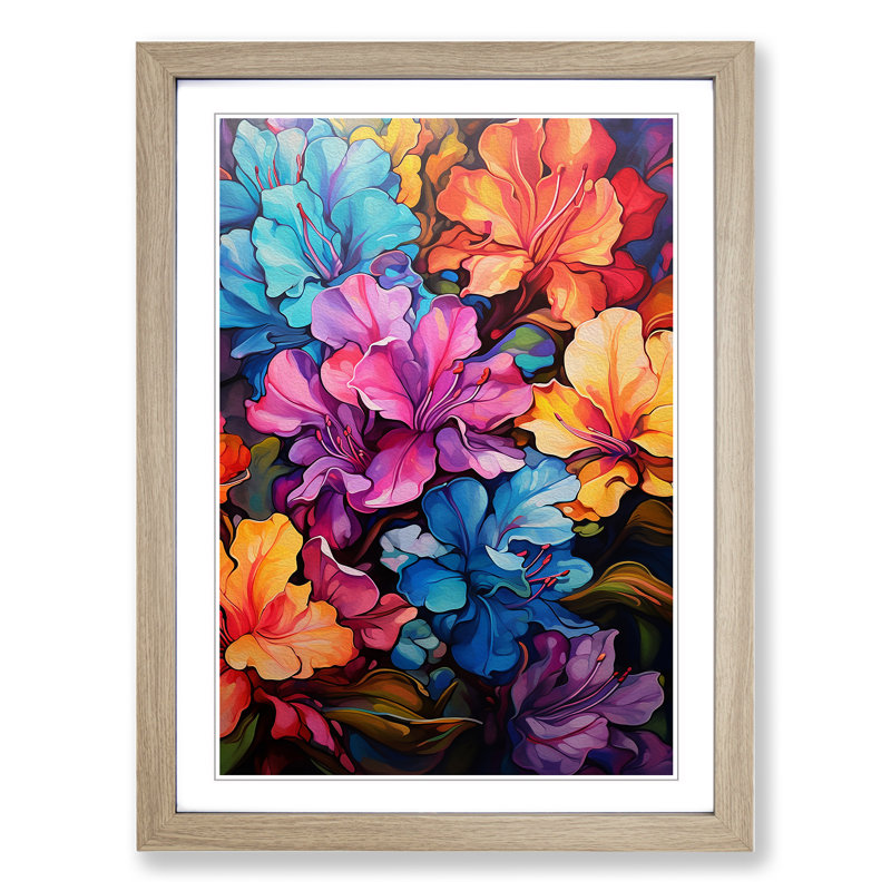 Rhododendron Abstract - Framed Print, 64cm H x 46cm W x 2cm D, Oak Framed