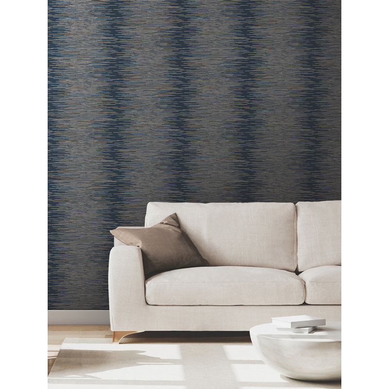 Papier peint à colonnes métalliques Opérette, Bleu