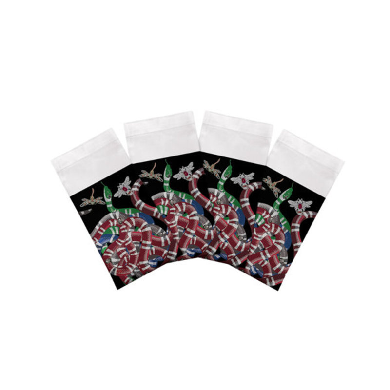 Ouroboros Cotton Blend Square Napkins, Black