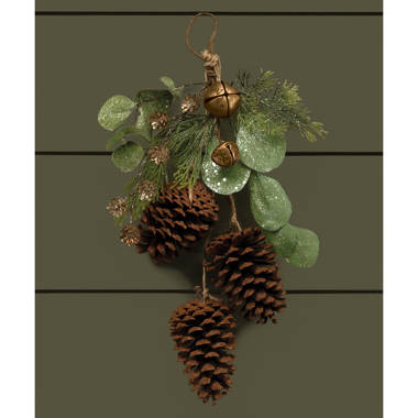 Northlight 13 Frosted Pine Cone with Mixed Foliage Christmas Ornament
