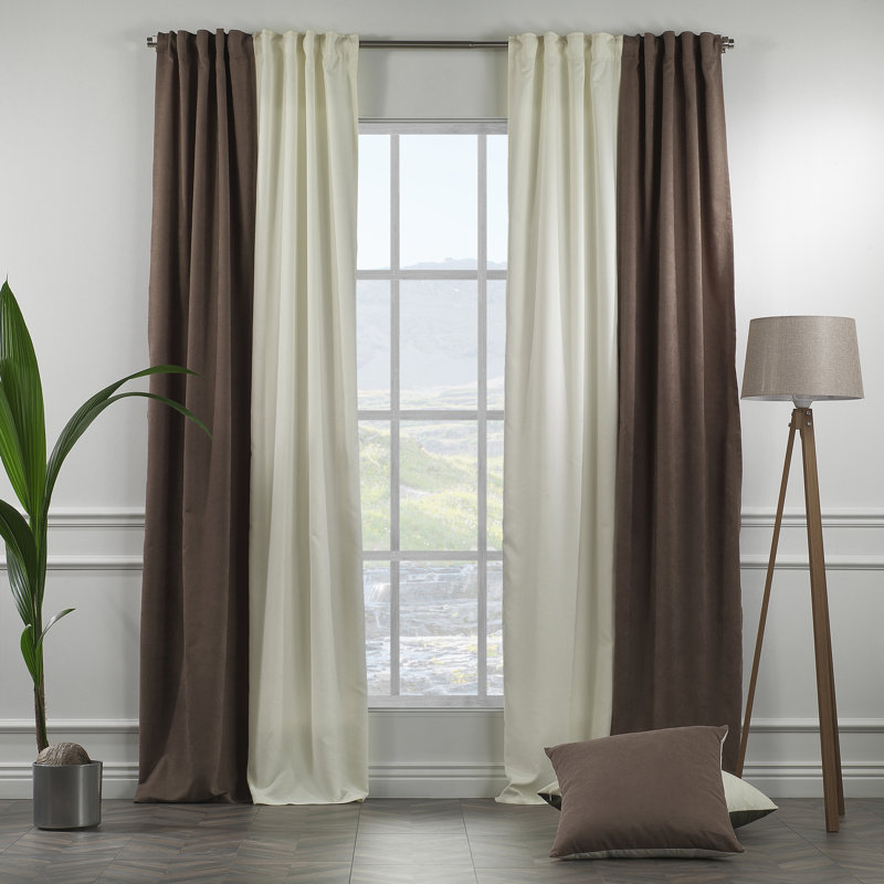 Rideau de fenêtre décoratif de chaque panneau de 27 po de largeur, Crème / brun clair, L 27 po x L 84 po