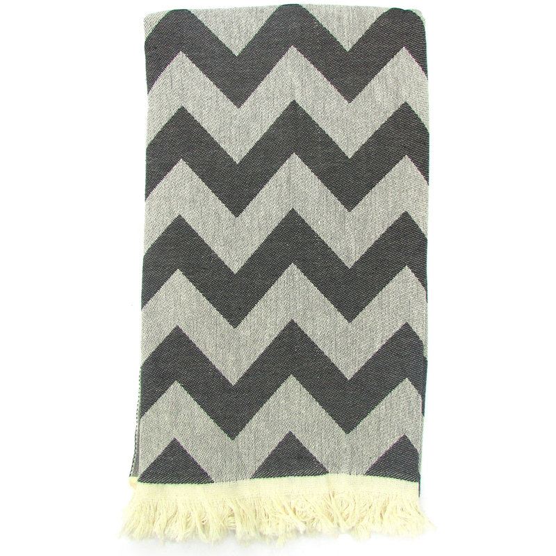 Turkish Cotton Jacquard Beach Towel, Black