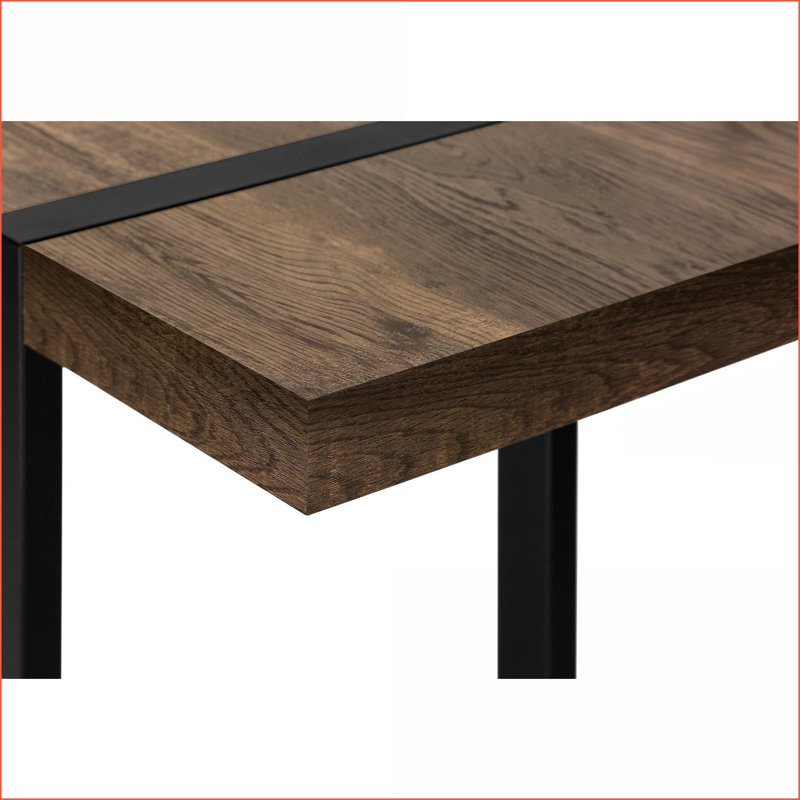 Table basse de style industriel en bois d'aspect bois avec tablette de rangement, pieds en métal noir stables pour le salon