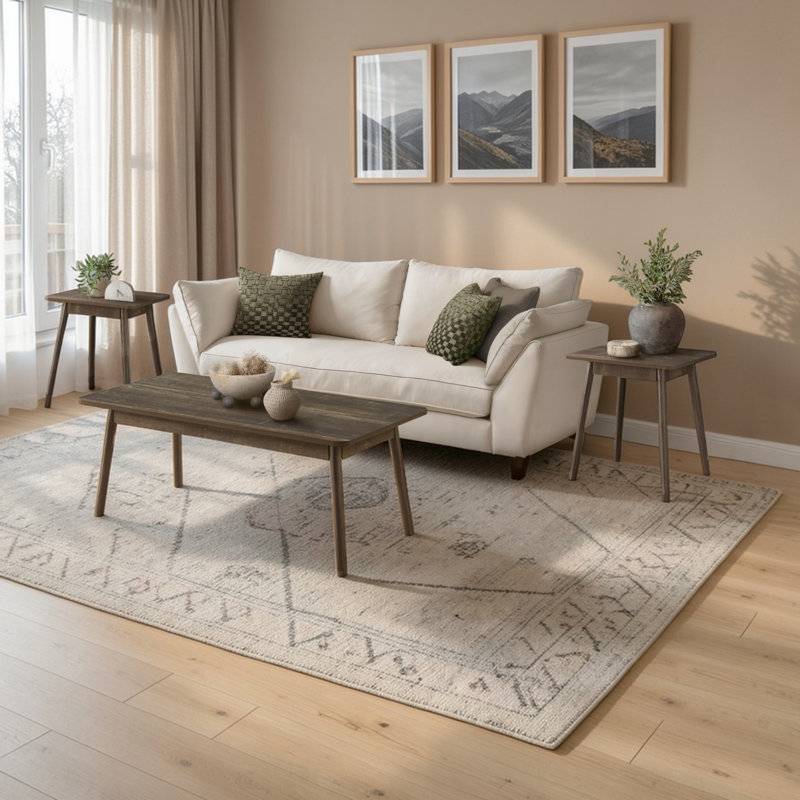 Ensemble de table brun foncé moderne 3 pièces Carsten