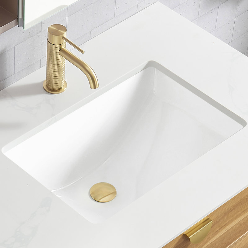 Lavabo de salle de bain encastré rectangulaire en céramique avec trop-plein Lyon