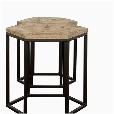 Table gigogne 2 pièces naturelle et noire