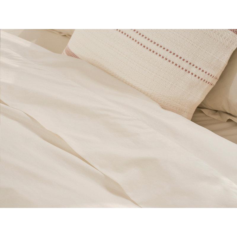 Housse de couette raffinée en percale biologique, Naturel, Housse de couette pour lit simple