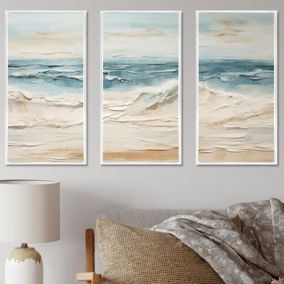 Beige And Blue Beach Tranquility - Beach Wall Art Print Set