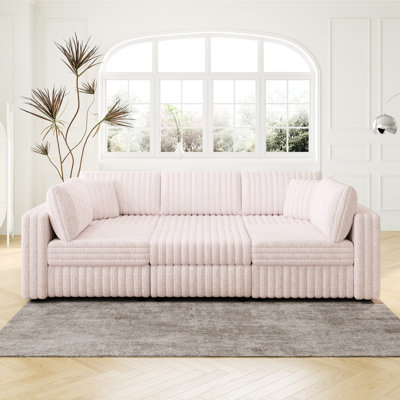 106.3" U-Shaped 6 . Pink. Hydraulic Lift . Comfy & Stylish. Bedroom Living Room Furniture. Soft 6. Comfortable Room.