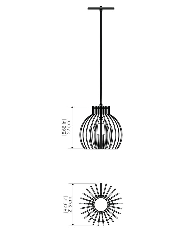 Stecche Di Legno 1 - Light Pendant, 8.66" H x 8.46" W x 8.46" D, Sand