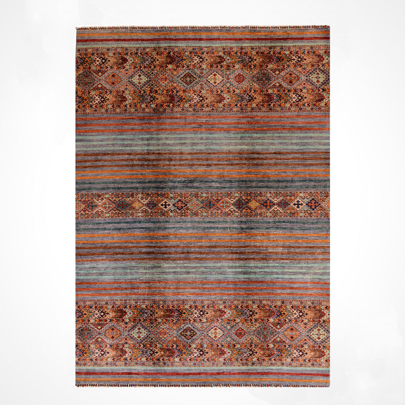 Original Hand Knotted Traditional Pattern Multi Colour Wool and Cotton Rug