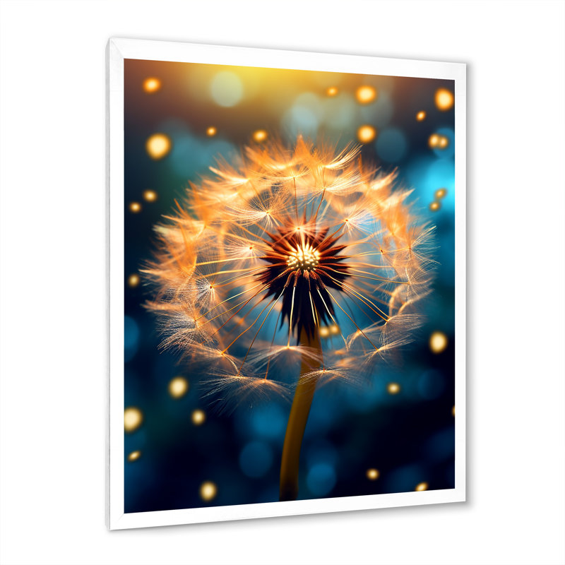 Magical Glowing Dandelion Flowers Seeds sur impression sur toile, H 32 po x l 24 po x P 1 po, Cadre simple blanc