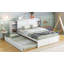 Lit plateforme pleine grandeur avec rangement et tablettes gigognes, blanc-1077838904