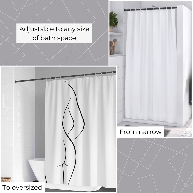 Adjustable Black Stainless Steel Tension Shower Curtain Rod
