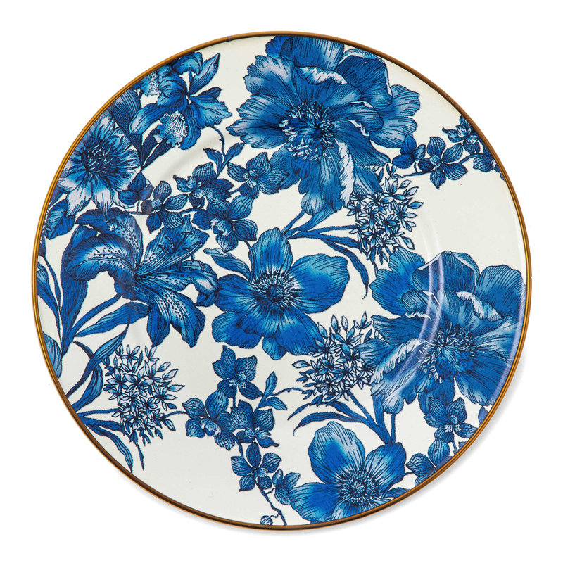 English Garden Enamel Salad/Dessert Plate, Blue/White