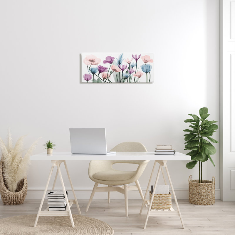 Art mural sur toile tendue surdimensionné moderne avec des tulipes pastel translucides modernes par Albert Koetsier