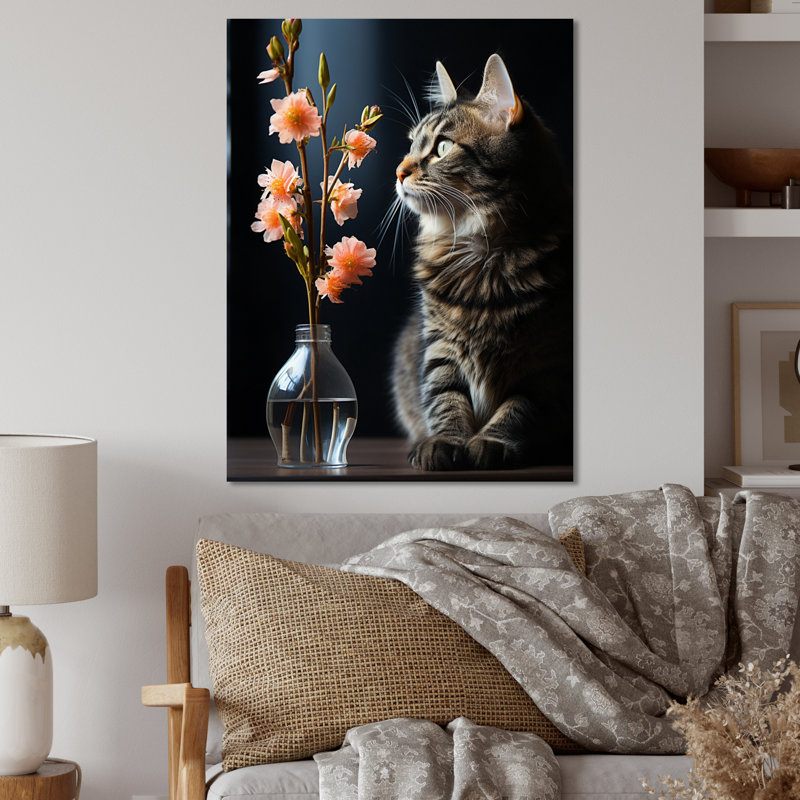 Portrait de chat III - impression sans cadre sur métal, H 32 po x l 16 po x P 1 po