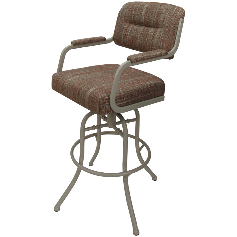 Tabouret de comptoir pivotant 26 po Gurpriya, Mélange de polyester rouge / cadre beige