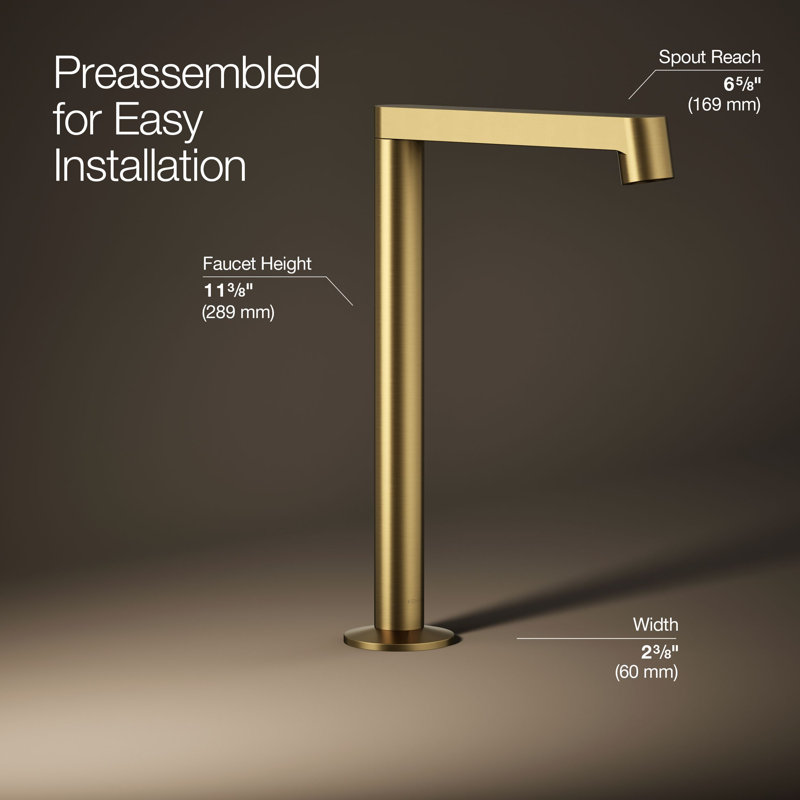 Components Tallbathroom Sink Spout with Row Design, Brushed Brass