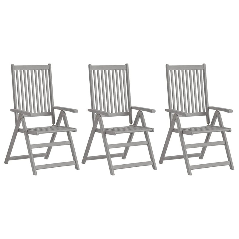 Chaise de patio avec coussin en teck, Vert, 3, Gris