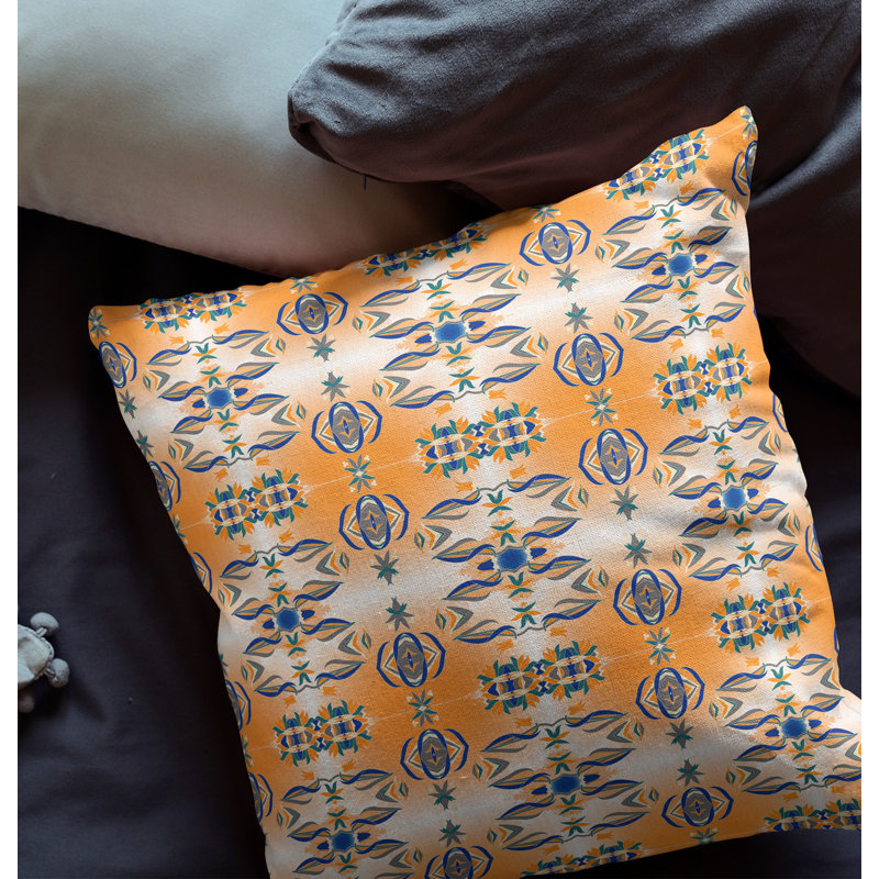 Coussin 18 po x 18 po Broadcloth, Orange et gris