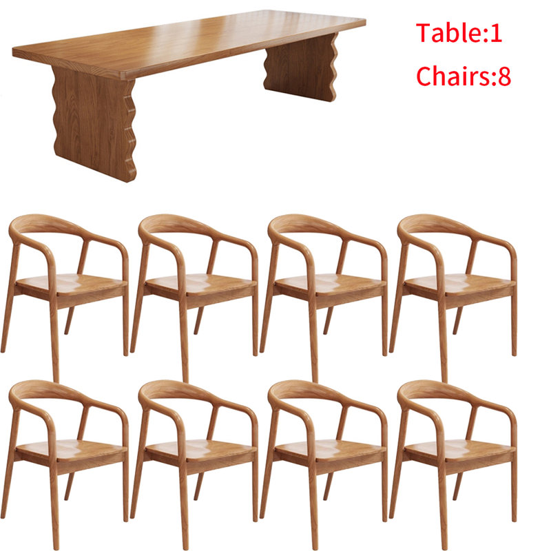 Nordic style solid wood rectangular table set., 29.5"H x 86.6"L x 35.4"W