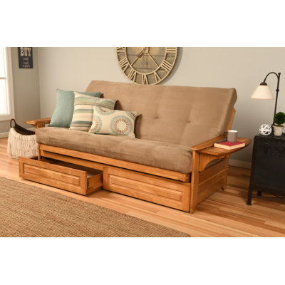 Johnte Full 80" Futon Frame and Mattress with Drawer set