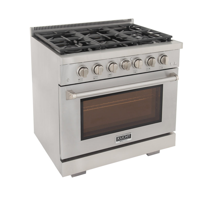 Kucht 36'' W Free Standing Range, Liquid Propane, Gray