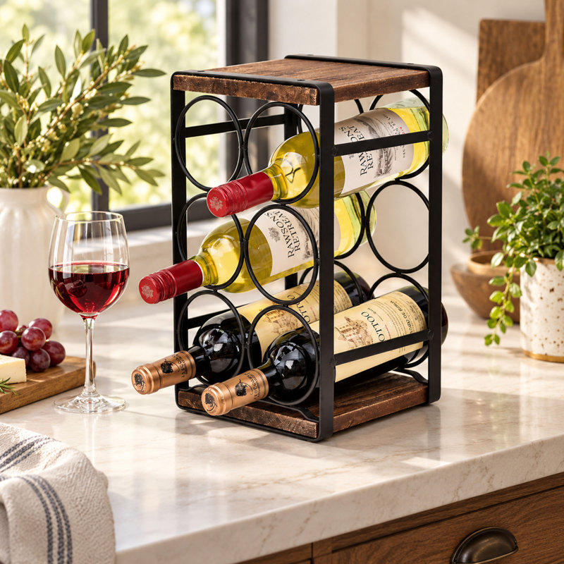 6 - Bottle Wine Bottle Rack in Black