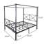 Structure de lit en métal pour grand lit avec auvent, supporte 500 livres, finition noire, convient au matelas standard, structure facile à installer, noir, toutes les grandes, offre un espace de rangement supplémentaire