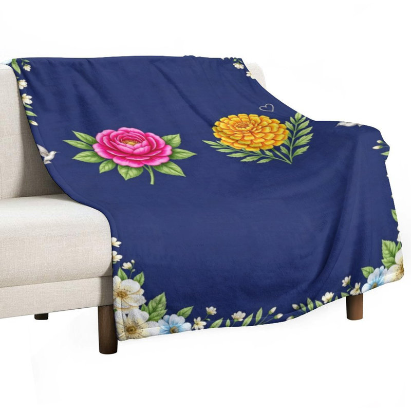 Bordure florale avec jeté en flanelle de luxe, couverture douce et chaude pour le canapé-lit du salon, 30 po x 40 po