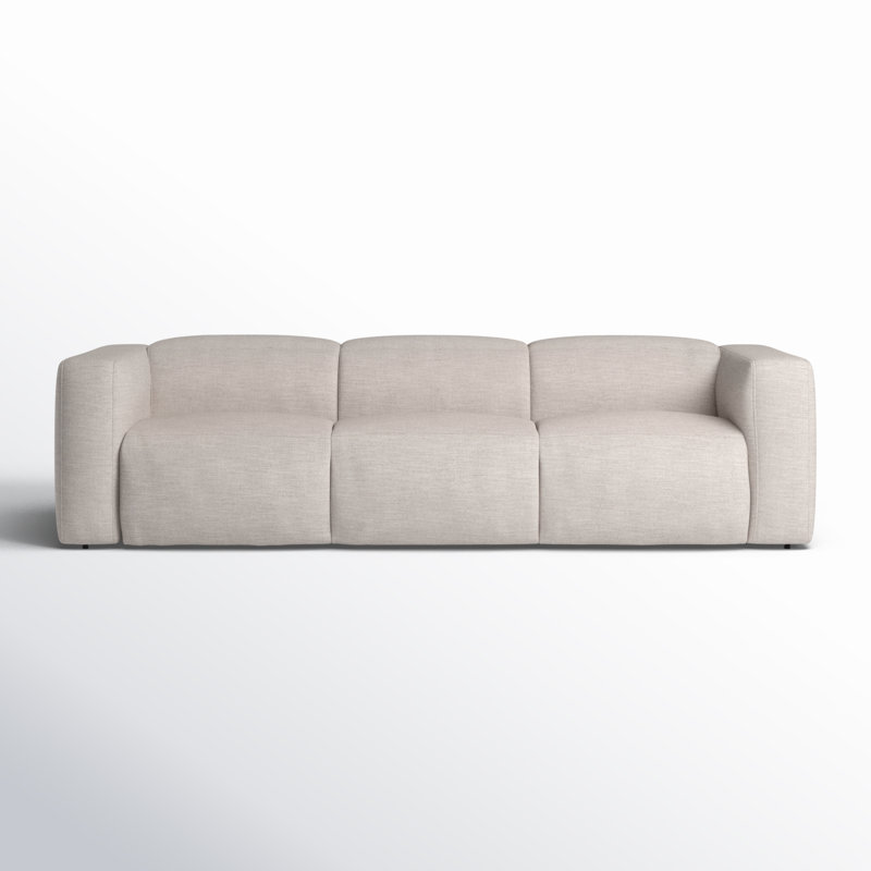 Amed 124" Genuine Leather Power Reclining Sofa, Gray Polyester Blend