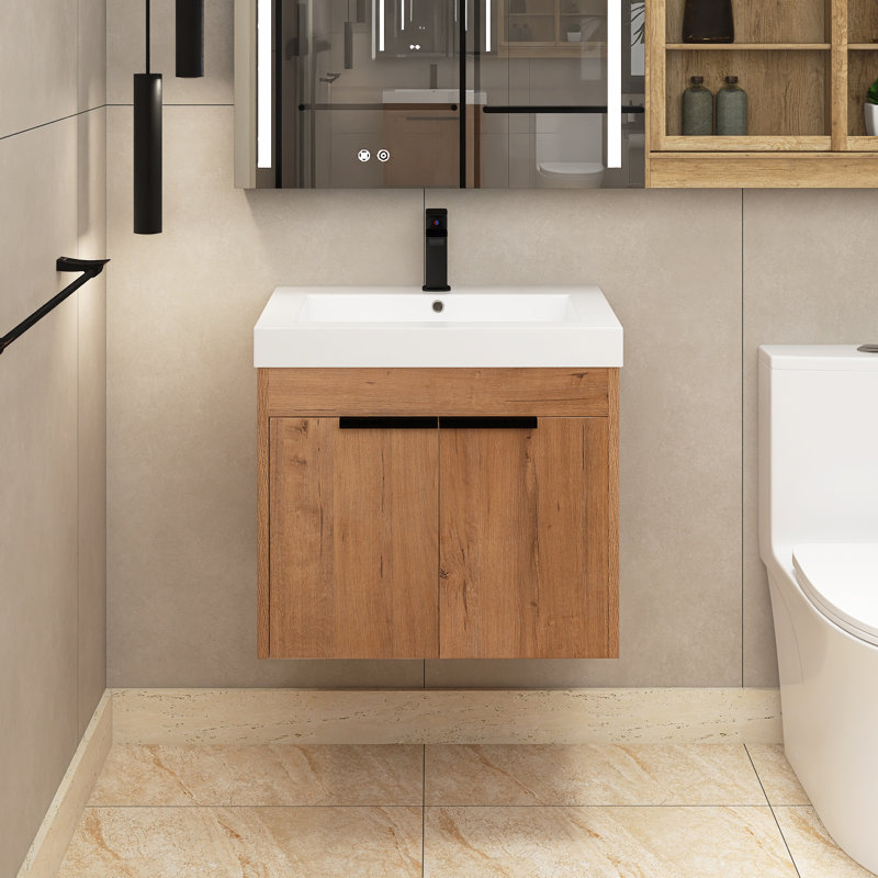 Meuble-lavabo simple 24 po avec plateau en résine Lazzat