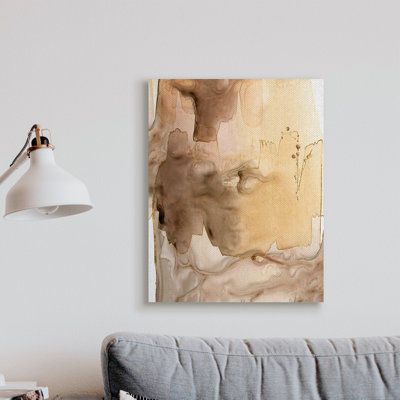 Abstrait de peinture mouillée, coups d'aquarelle brune