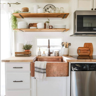 Lange 32" Antique Copper Farmhouse Apron-Front Single Bowl Kitchen Sink
