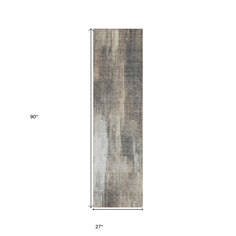 Tapis de couloir d'extérieur intérieur taupe et gris 8 pi HomeRoots