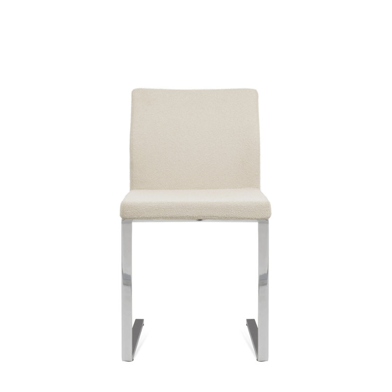 Aria Flat Side Chair, Off White Boucle