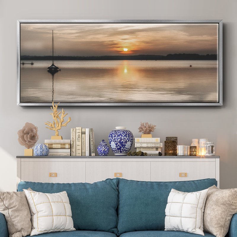 Doux coucher de soleil - toile encadrée, H 20 po x l 50 po