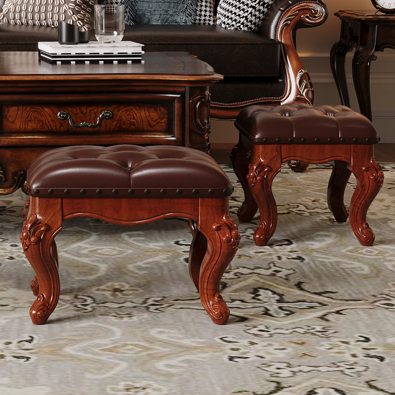 Repose-pieds en bois avec coussin en similicuir, repose-pieds rétro pour repose-pieds dans la chambre à coucher
