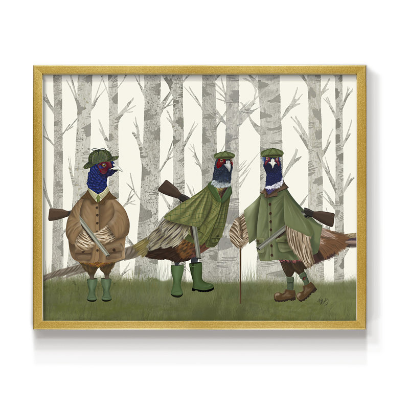 Faisan du groupe de tir 2 - Reproduction encadrée - Restickable, H 8 po x l 10 po, Or