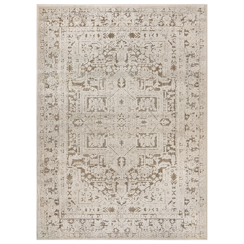 Tapis texturé beige texturé, Rectangulaire 4 pi x 6 pi