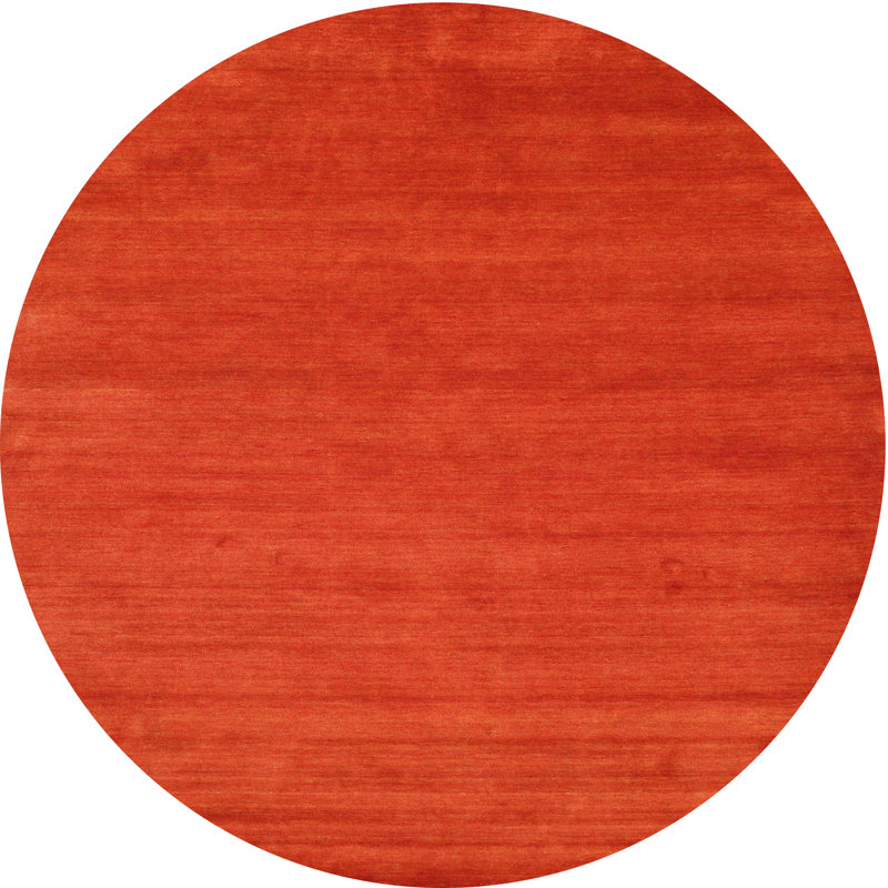 Tapis contemporain rouge, Rond 7 pi